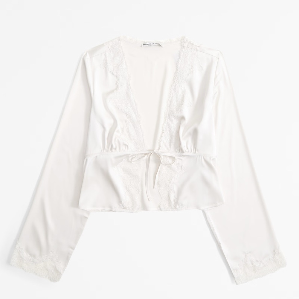 Abercrombie Cream Lace and Satin Sleep Top